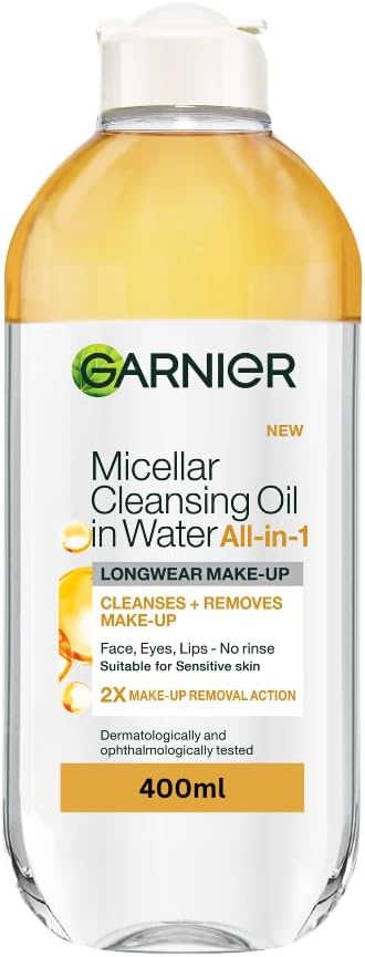 Micellar Cleansing Water For Dry Skin 400ml, Oil Infused Cleanser & Waterproof Makeup Remover, Recognised By The British Skin Foundation, Use With Reusable Micellar Eco Pads