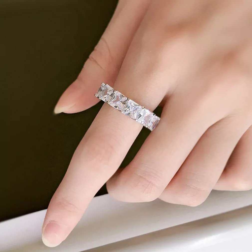 5 * 5 MM Platz 5A Zirkon Voller Diamant Ring S925 Sterling Silber Schmuck Frau Jahrestag Geburtstagsgeschenk