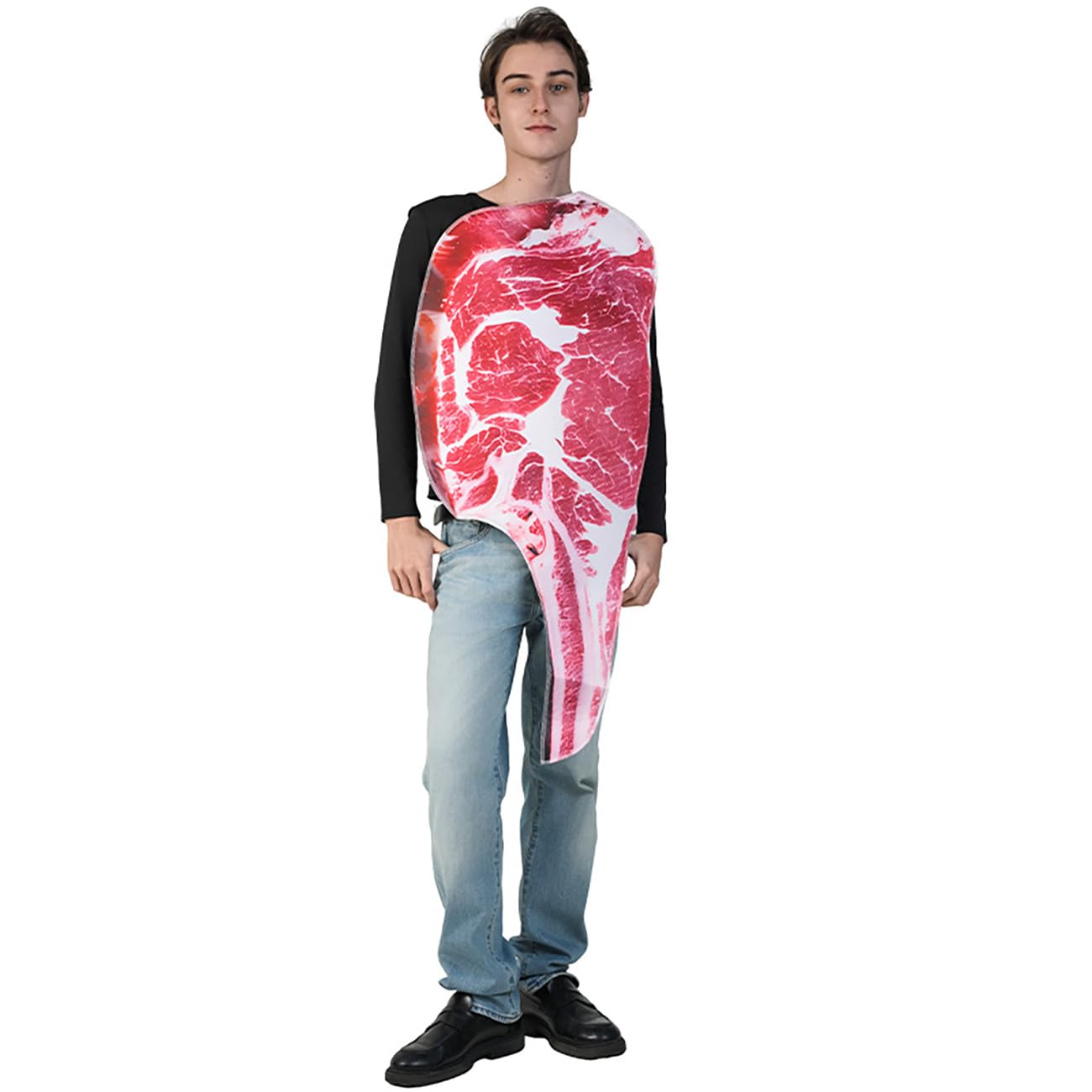 SEA HARE Adult Steak Costume Funny Raw Meat Fancy Dress Halloween Party Costume Unisex Novelty Food Role Play Outfit (One Size)