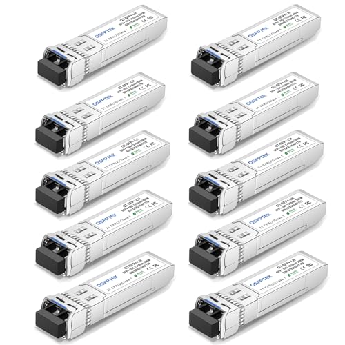 Image of QSFPTEK 10GBASE-LH SFP Module, SFP+ 1310nm 20km Duplex LC SMF DOM Optical Networking Transceivers, Mini GBIC Compatible SFP-10G-LH, and Other Open Switch, 10pcs