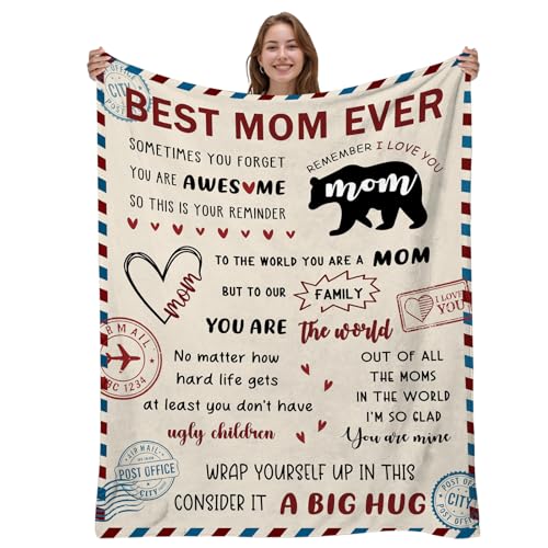 Mom Blanket Gifts for Mothers Day Best Mother Blanket 50 X 60 Floral Throw Blankets Gifts for Mom Mothers Day Present for Mother from Daughter Son Birthday Gift Soft Flannel Blankets