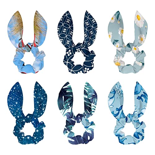 Chouchous pour cheveux élastiques sans plis motif dauphin bleu pour fixer la queue de cheval sans douleur