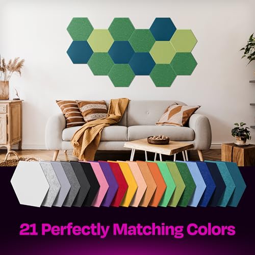 Image of Acoustic Panels 12-Pack Soundproof Wall Panels 12 inchX10.4 inchX0.4 inch Sound Panels High Density Sound Dampening Panels - [Dark Green Hexagon]