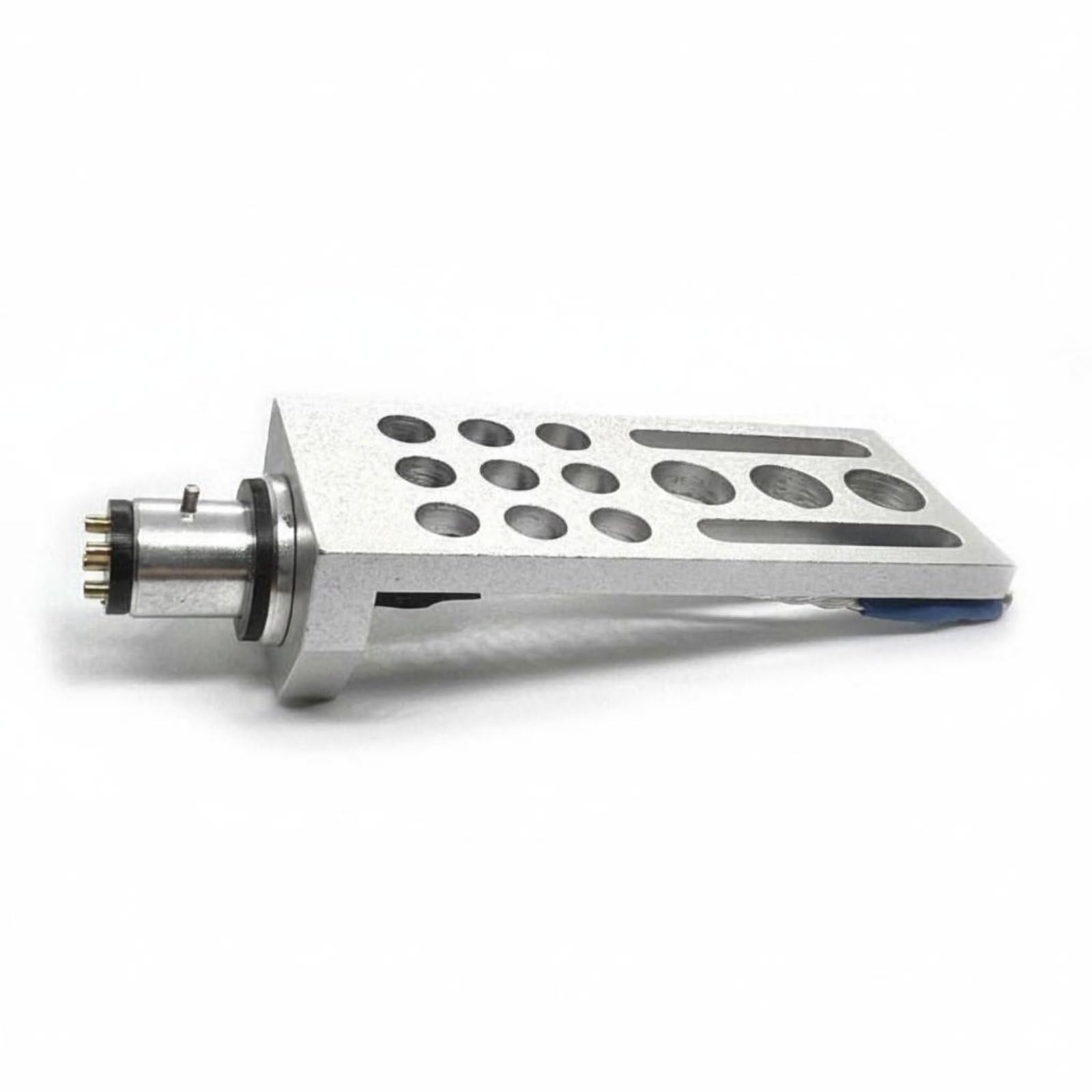 Portaheadshell de Tocadiscos Cabezal Fonocaptor Portacápsula Soporte Ajustable de Aluminio con Ranuras Largas y Cables de Plata Adecuado para, Plateado