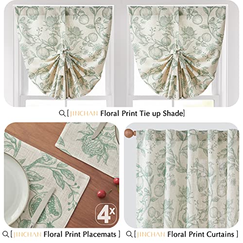 JINCHAN Linen Placemats Set of 4 Farmhouse Botanical Print 13x19 Inch Green by jinchan - Used condition - Image 5