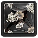 EZIOLY Peonies - Pomelli quadrati con fiori di ortensia, per armadietti, credenze, cassettiere, 3 pezzi