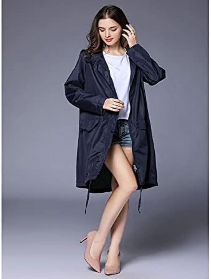 Capa de Lluvia Reutilizable Chubasquero Mujer Poncho Transpirable Largo Portátil Ropa Impermeable Repelente Al Agua Ropa de Agua para Exteriores