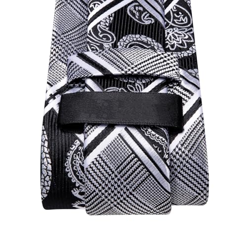 Image of Dubulle Mens Tie and Lapel Pin Paisley Striped Floral Necktie for Men Pocket Square Cufflinks 4PCS Set Wedding Party