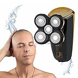 LALAK Afeitadora Hombres Calva,2 En 1 Recortador De Barba 5 Afeitadora Rotatoria Principal IPX7 Impermeable con El Indicador De Carga USB Recargable
