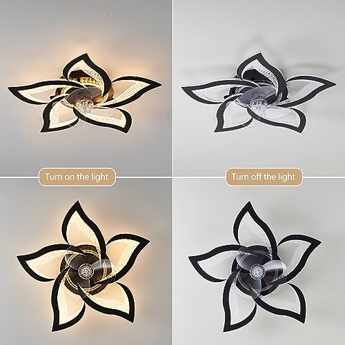 Haodengshi HDS-FSD11 Geometric Ceiling Fan With Lights, 27 Inch Black Ceiling Fan Lights With Remote, 6 Speeds Adjustable Black Farmhouse Industrial Flush Mount Ceiling Fan For Kitchen Bedroom thumb #5