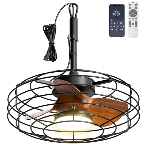 Coolbull Plug and Play Outdoor Ceiling Fans with Lights, 20''