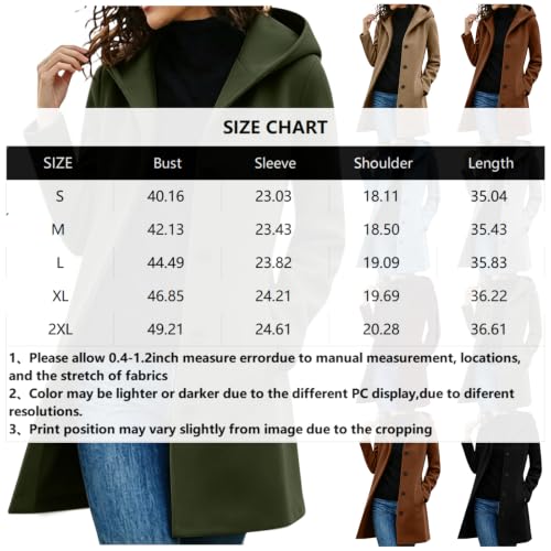 Wool Coats for Women Long Hooded Pea Coat Single Breasted Trench Jacket - image 6