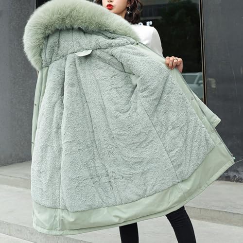 Manteau d'hiver long doublure fourrure parka épaissir structure bulle
