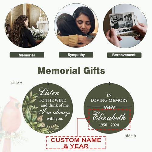 Image of ASTARIN Personalized Memorial 30 inch /36 inch Wind Chimes for Loss of Loved One Mom Dad, Produced in Texas Memorial Gifts for Sympathy Bereavement Remember, Deep Tone in Memory of Wind Chimes for Outside