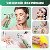 Airbrush Kit with Compressor, 48PSI Cordless Rechargeable Non-Clogging High-Pressure Air Brush Set with 0.3mm Nozzle and Cleaning Brush Portable Gun for Nail Art, Makeup, Barber, Cake Decor (Green) - Image 6