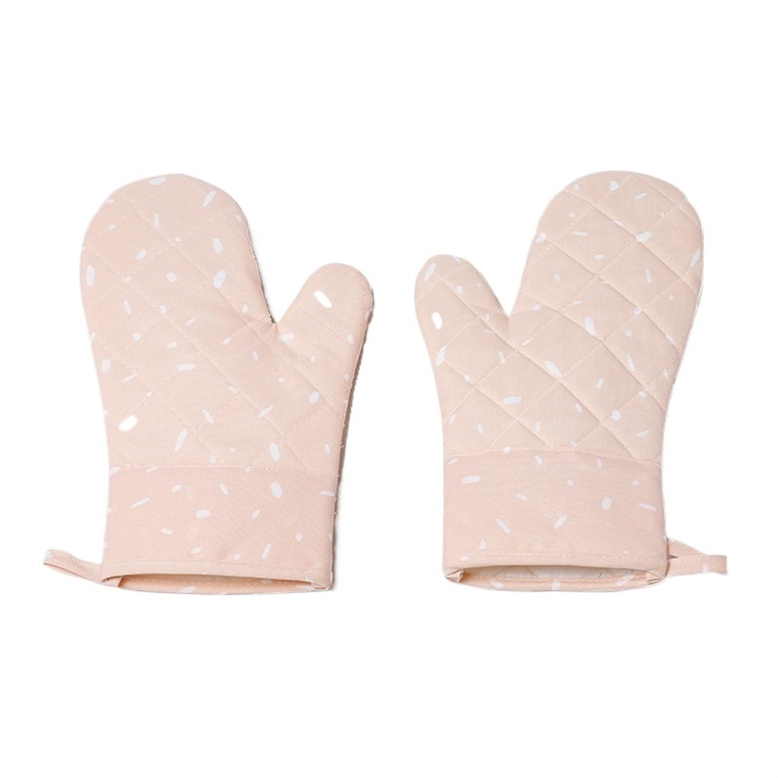 Oven Gloves 1 Pair Microwave Glove BBQ Oven Baking Hot Pot Mitts Cooking Heat Resistant Kitchen Mittens for Your Kitchen(Pink)