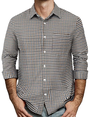 Men's Gingham Button Down Dress Shirt with Pockets
