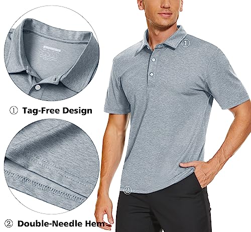 Magcomsen Quick Dry Polo Shirts For Men Shorts Sleeve Summer Casual Classic Fit Polo Shirts Outdoor Active Polos Sliver 2Xl #TOP3