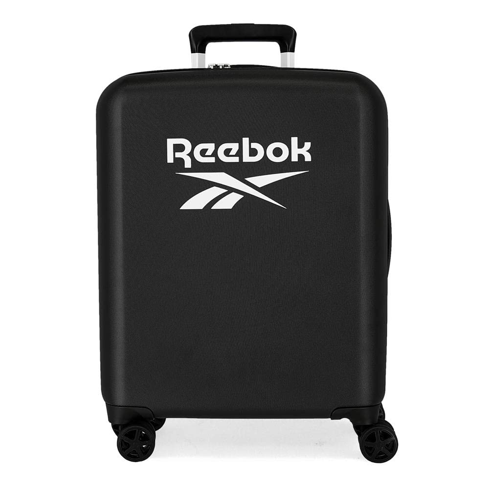 Reebok Roxbury Cabin Bag, Black 40 x 55 x 20 cm, Hard ABS, Built-in TSA Lock, 38.4 L, 2 kg, 4 Double Wheels, Hand Luggage
