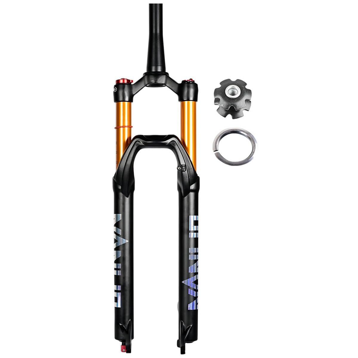 Horquilla Delantera para Bicicleta de montaña con Bloqueo de Aire cónico de 1-1/8", Horquilla de suspensión para Bicicleta de montaña con amortiguación, tamaños comunes de 26", 27.