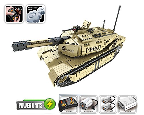 Bo-Toys R/C Shooting Tank Building Bricks Radio Control Toy, 1276 Pcs Military Battle Storm of The Desert  Tank Kit with USB Rechargeable Battery, Construction Build It Yourself Toys - Thumbnail 6