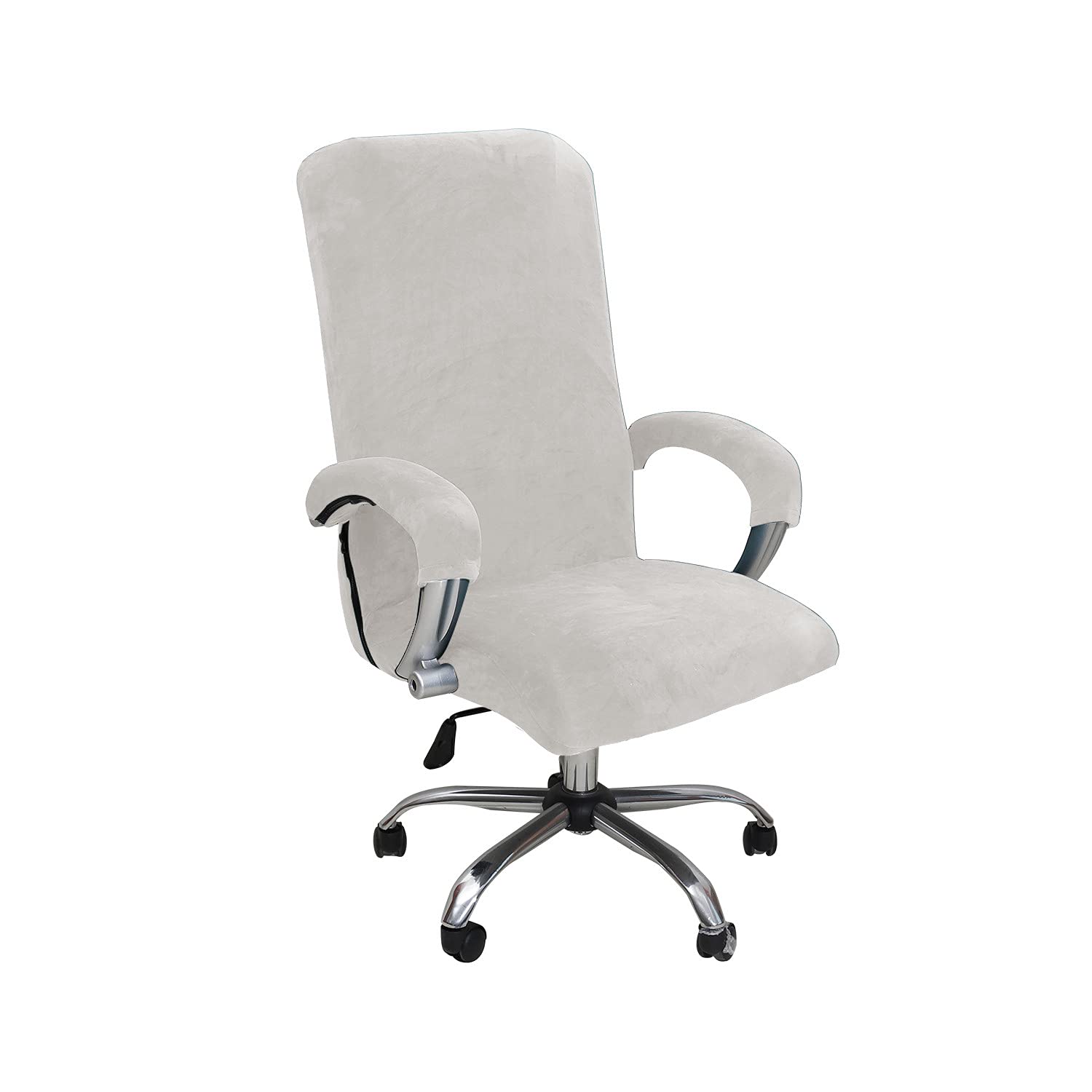 Bureaustoelhoes, fluwelen stoelhoes voor bureaustoel, hoes, computerstoelhoes, draaistoelhoezen, beschermhoes voor bureaustoel, rekbaar, Tibetaans blauw, medium