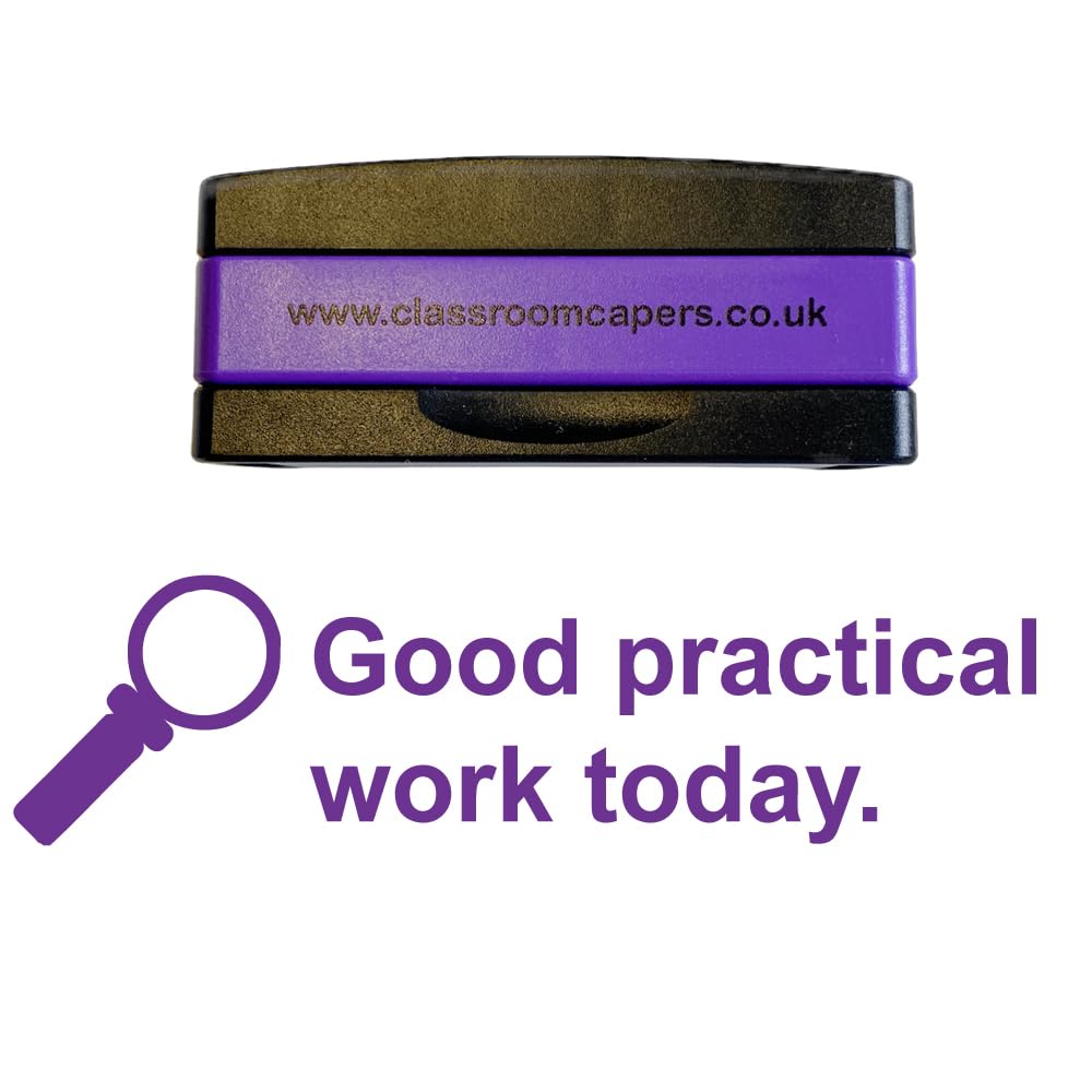 Classroom Capers Purple Good Practical Work Today.-Pick 'N' Mix Layered Stakz Teacher Stamp - Ink
