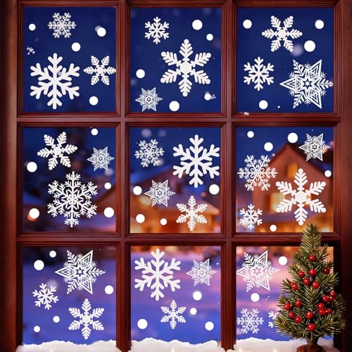 Garma 428pcs White Snowflakes Window Decorations Clings Decal Stickers Ornaments for Christmas Frozen Theme Party New Year Supplies