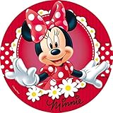 Minnie Mouse Thema Runde Tortenaufleger 20CM - Geburtstag Tortenbild Zuckerbild Tortenplatte Oblate Kuchenzuckerplatte