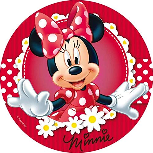 Minnie Mouse Thema Runde Tortenaufleger 20CM - Geburtstag Tortenbild Zuckerbild Tortenplatte Oblate Kuchenzuckerplatte Cover