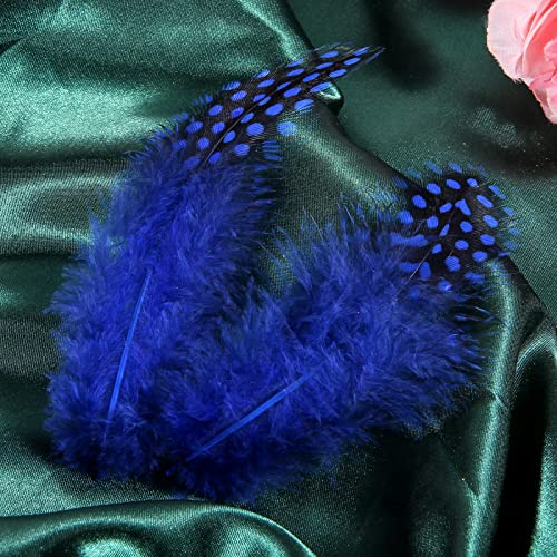Tharaht Spotted Feathers 120Pcs 2-3Inch Small Natural Bulk Guinea Pheasant Feather For Crafts Hats Dream Catcher Decoration Feathers,Blue #TOP7