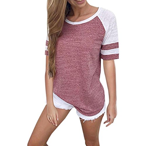 Preisvergleich Produktbild JUTOO Mode Frauen Dawomen Kurzarm Splice Bluse Tops Kleidung T-Shirt