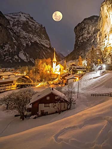 Haeran River Lauterbrunnen Taladro Completo Diy 5D Pintura De Diamante Por Número Kits Únicos Decoración De Pared Del Hogar Decoración De Pared De Diamantes De Imitación De Cristal