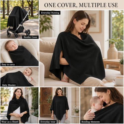 Couverture allaitement noire 360 cape respirante en polyester nomade – vue 7