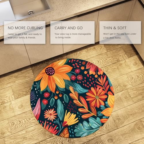 Moquette ronde à poil bas tapis de cercle fleuri