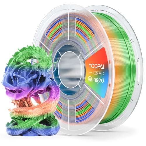 YOOPAI Silk Rainbow PLA Filament 1.75mm, Multicolor Gradient PLA 3D Printer Filament, Glossy Silk Shine, Smooth Printing, Color Changing Filament 1kg Spool (2.2lbs)，Rainbow Silk 05