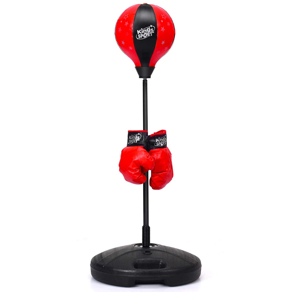 COSTWAY Punchingball 81-123cm höhenverstellbar, Kinder Boxset freistehend, Boxsack Set, Box Set inkl. Boxhandschuhe und Handpumpe, Standboxsack für Kinder und Jugend
