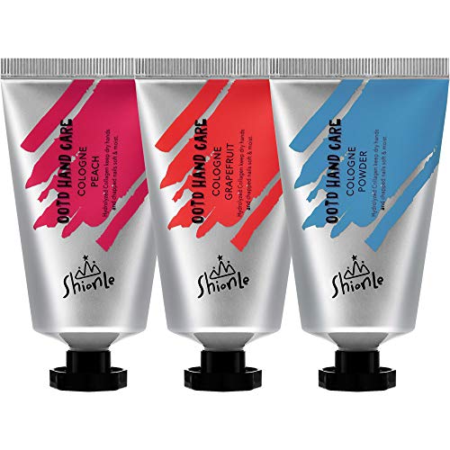 SHIONLE - OOTD Collagen Hand Lotion Set of 3 : Moisturizing Hand Cream Lotion | Fast-Absorbing | Ultra Moisturizing | Non-Greasy | Non-Sticky | Cologne Powder | Cologne Peach | Cologne Grapefruit | 150g
