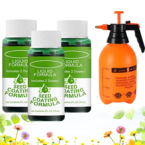 Dengwang Lorco Green Grass Lawn Spray, Green Grass Lawn Spray Seeding, Grass Seed Spray, Hydroseeding Spray For Grass, Cowboy Green Grass Seed Spray (3 Pc+Watering Can) #TOP9