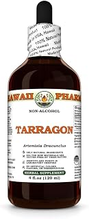 Tarragon (Artemisia Dracunclus) Dry Leaf Glycerite, Made in Hawaii, All Natural, Vegan, Lab Tested Alcohol-Free Liquid Extract - 4 fl.oz