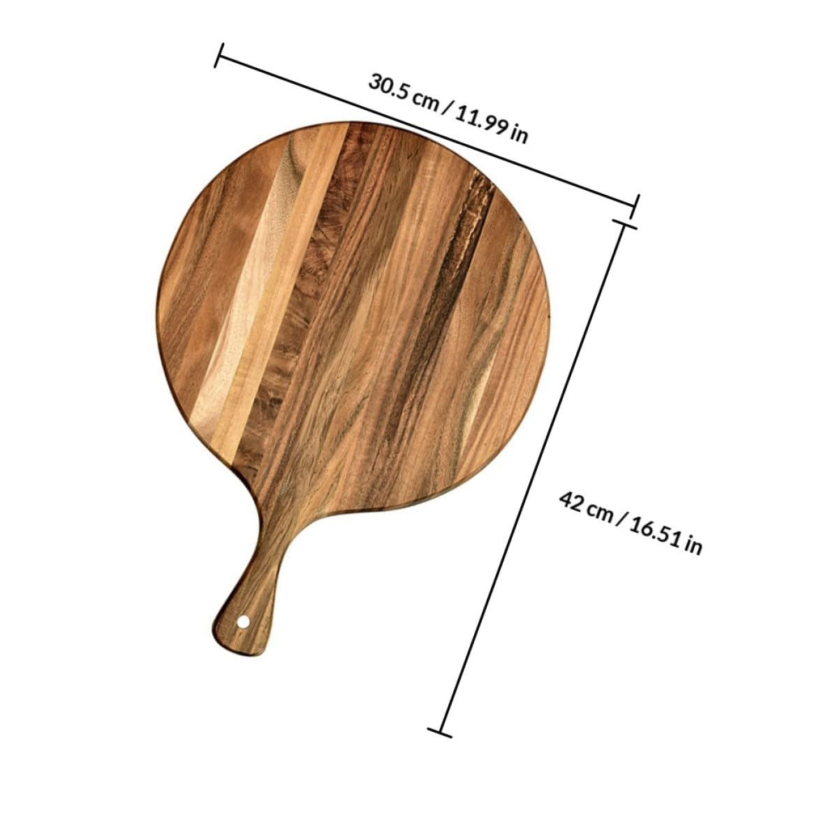 Tabla Redonda de Madera para Charcutería y Pizza, Bandeja Resistente Diseño Refinado Adecuado para Servir y Cortar en Cocina