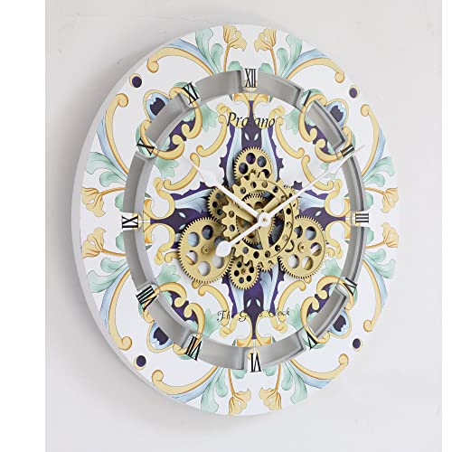 The Gears Clock 24 Inches Round Italy Collection Wall Clock With Moving Gears Italy Line (Praiano) #TOP3