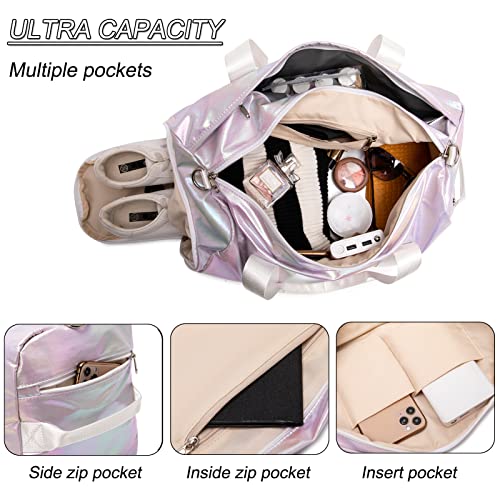 Zhierna Sports Gym Dance Bag For Women Girls, Shimmery Waterproof Duffle Travel Bag With Shoes Compartment And Wet & Dry Pocket (Green) #TOP3