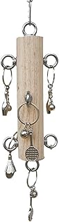 Chewable Bird Toy - Chewable Cage Ornaments Made of Wood and Stainless Steel Toy for Birds, Multifunctional Beak Grinding Accessories, Decorative Parrot Toy for Hanging Parakeets and Kitchens
