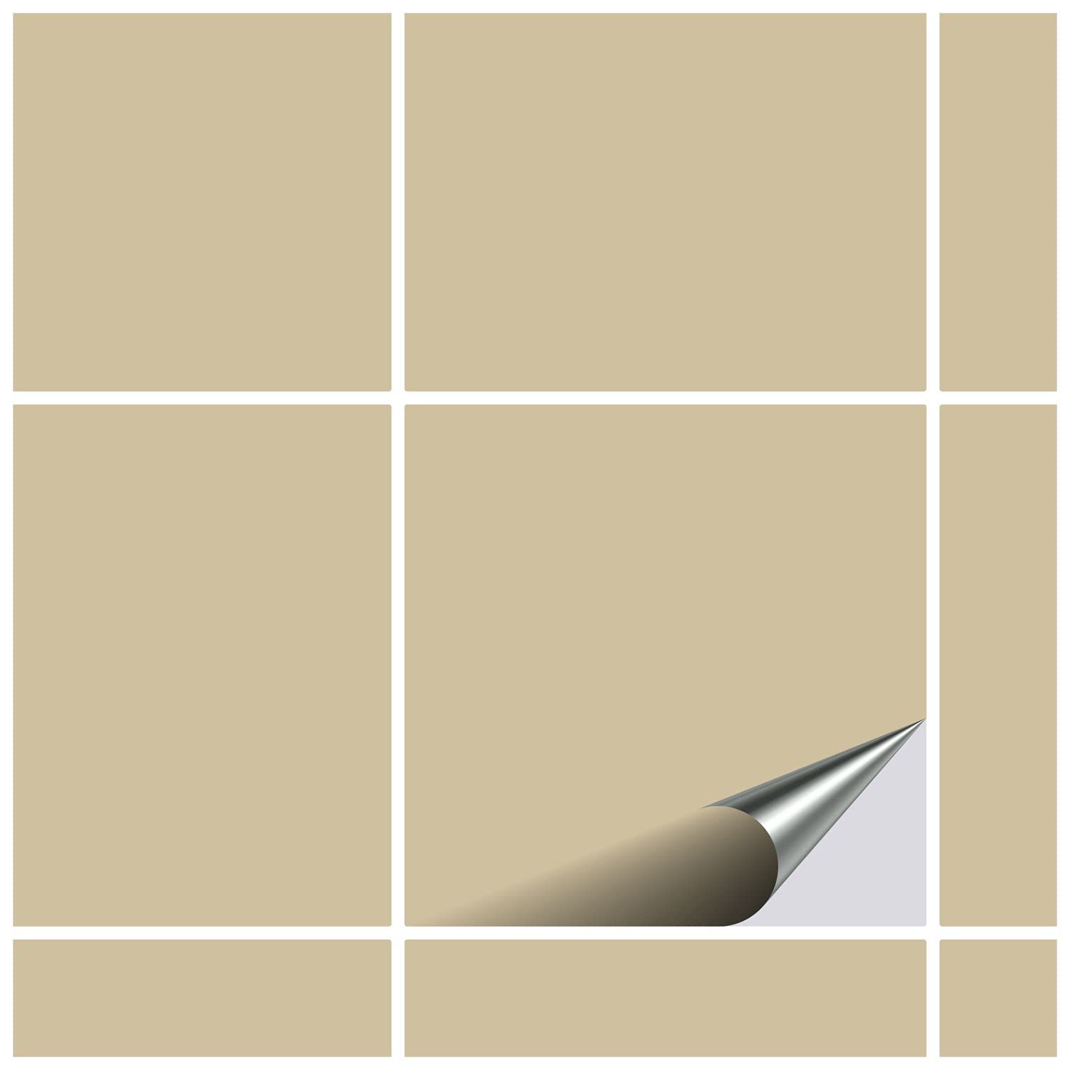 FoLIESEN Tile Sticker 15x15 cm (~ 6x6 Inch), Beige Glossy, Pack of 20