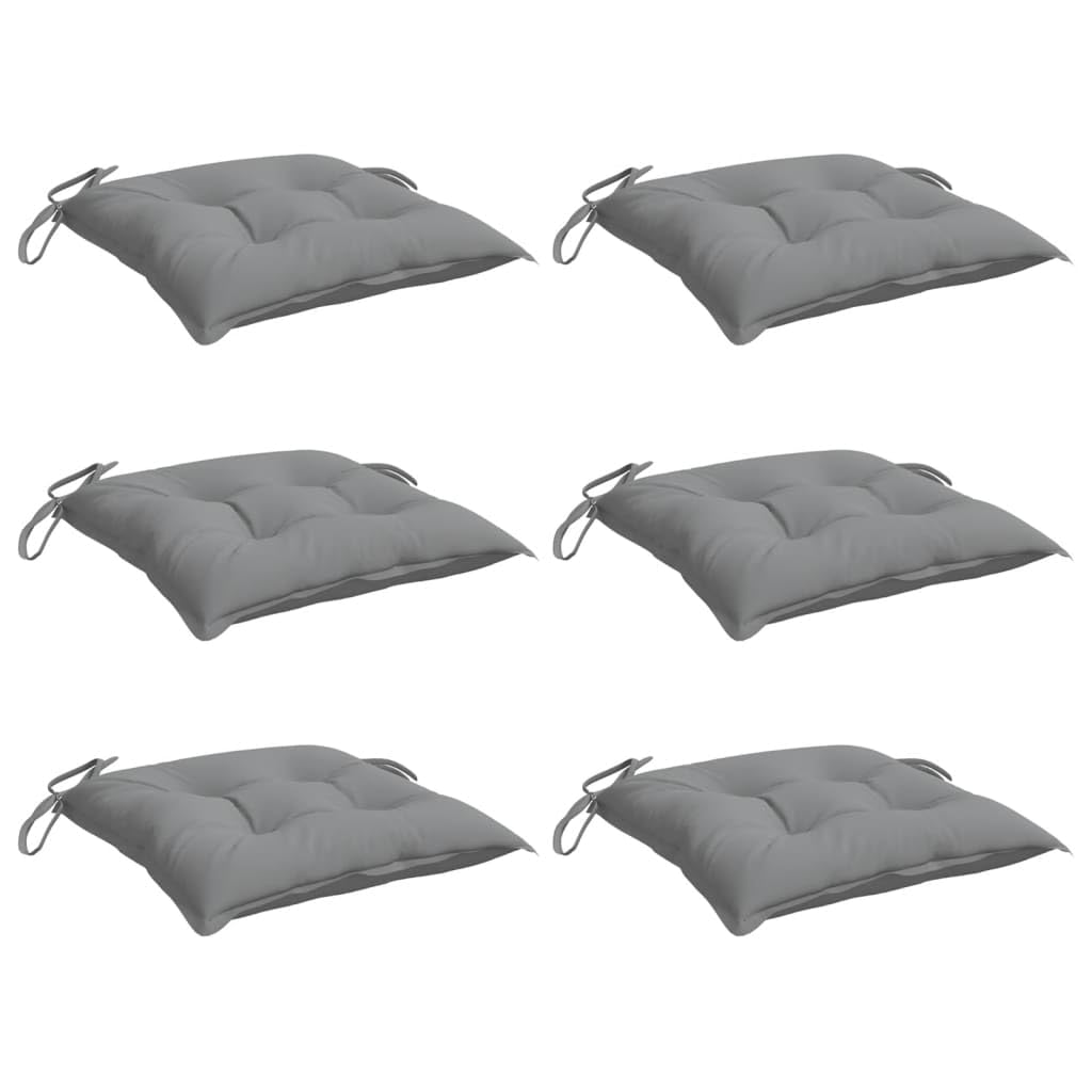 vidaXL Lot de 6 Coussins de Chaise, Galette de Siège avec Jeux de Cordes, Coussin d'Extérieur Imperméable, Gris 40x40x7 cm Tissu Oxford