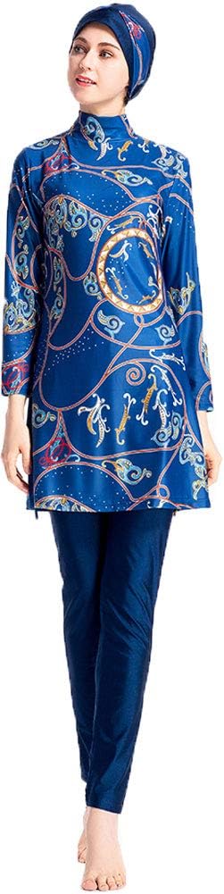 WOWDECORMuslim Swimsuits for Women Plus Size, Modest Islamic Arabic Swimwear Burkini Hijab - Beige - Tag L