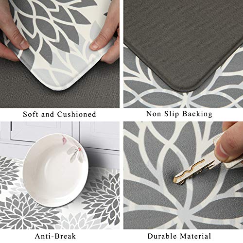 Hebe Anti Fatigue Kitchen Rug Sets 2 Piece Non Skid Kitchen Floor Mats 17"X48"+17"X28" Cushioned Comfort Standing Mat Waterproof Kitchen Runner Mats #TOP4