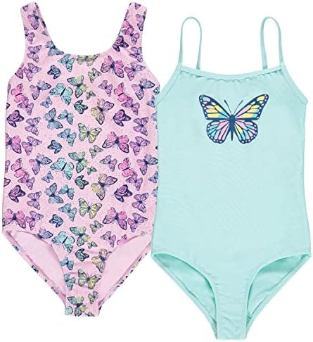 BMAGICAL Kids Girls 2 Pack Bathing Suit, Childrens Printed Beach Swimwear