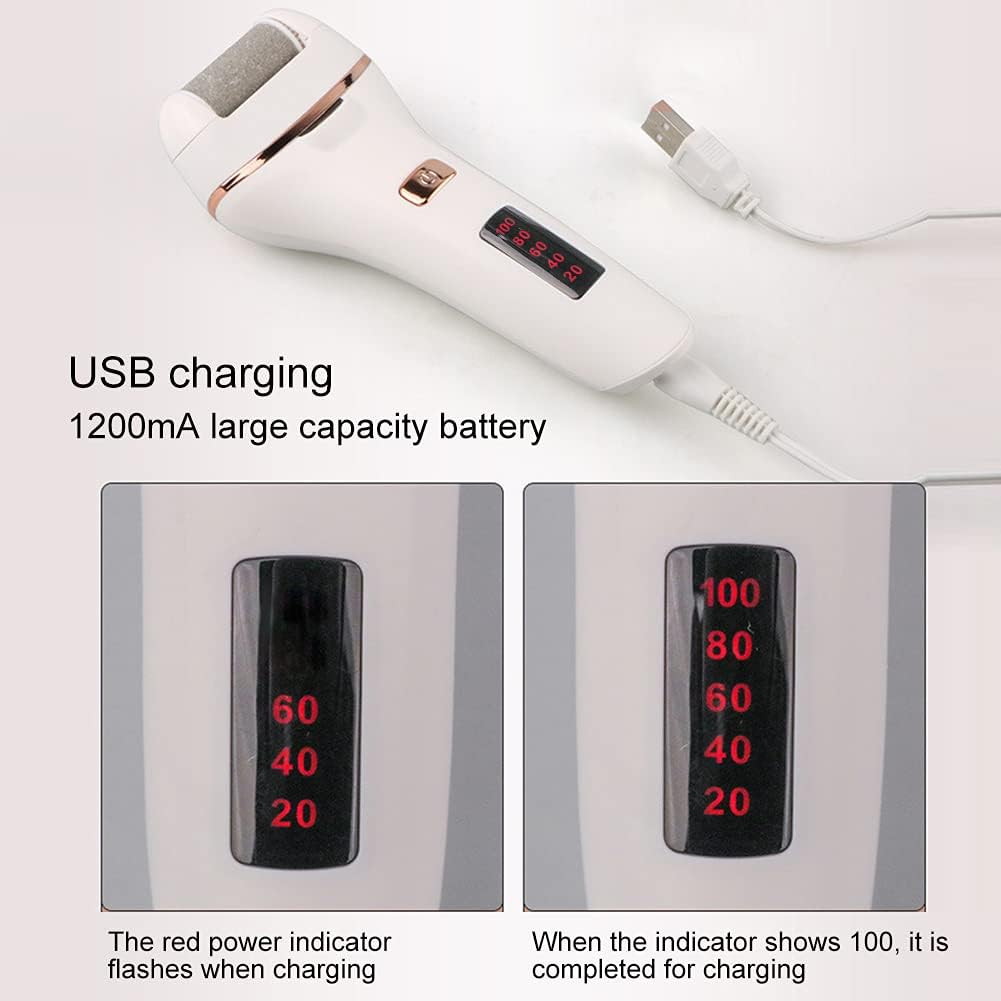 JTLB Electric Pedicure Tool, IPX5 Waterproof 2 Speed Foot File, 1200mAh USB Rechargeable Digital Display Dead Skin Callus Remover, Ergonomic Portable Foot Care Grinding Tool for Home Salon